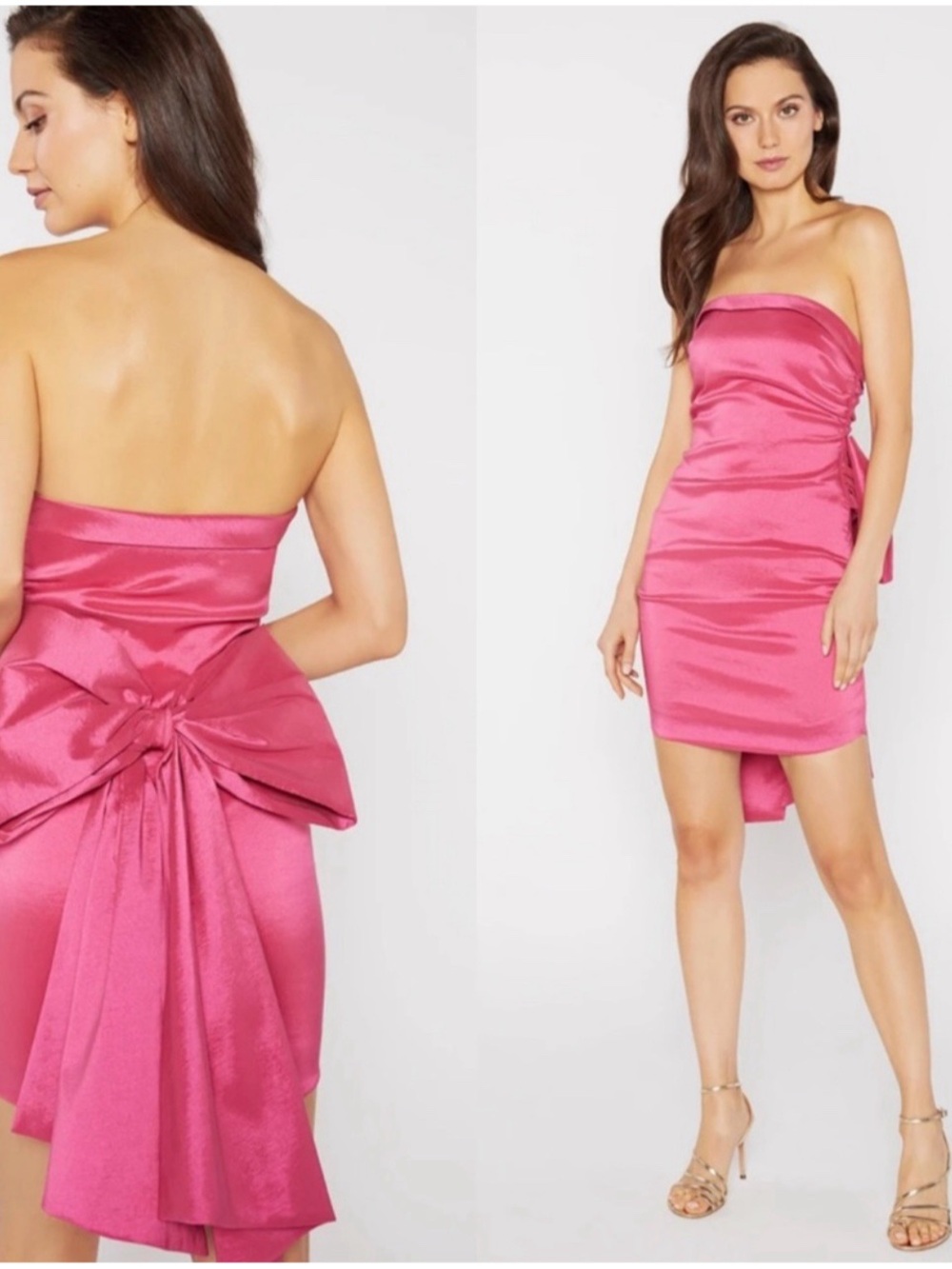 LIKELY Women’s Merino Strapless Mini Dress Size 6 Pink Bow Detail Party Barbie